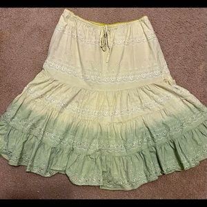 green ombré knee high skirt